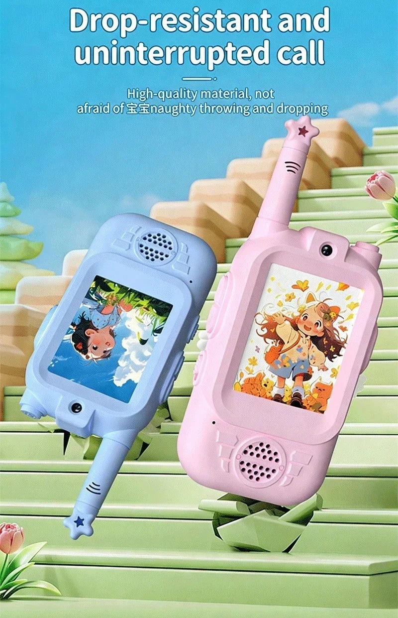 2PC Kids HD-Video Walkie Talkies 3 Styles Intercom USB Charging Indoor Outdoor Boys Girls Age 3+ for Child's Toys Birthday Gifts