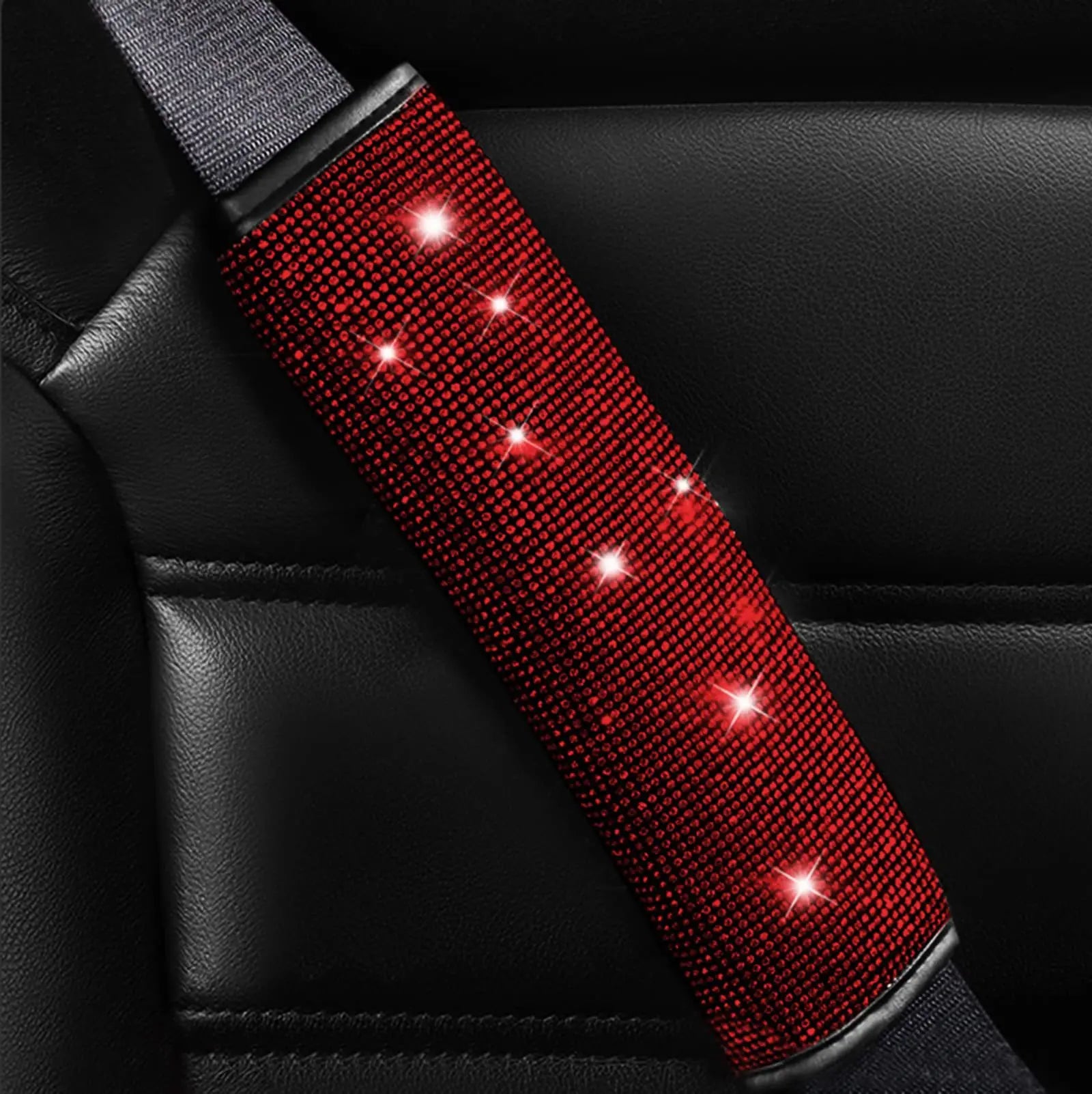 38cm Bling Car Accessories Set For Women Rhinestones Steering Wheel Cover Safety Belt Covers Gear Shift Cover Diamond Cup Pads