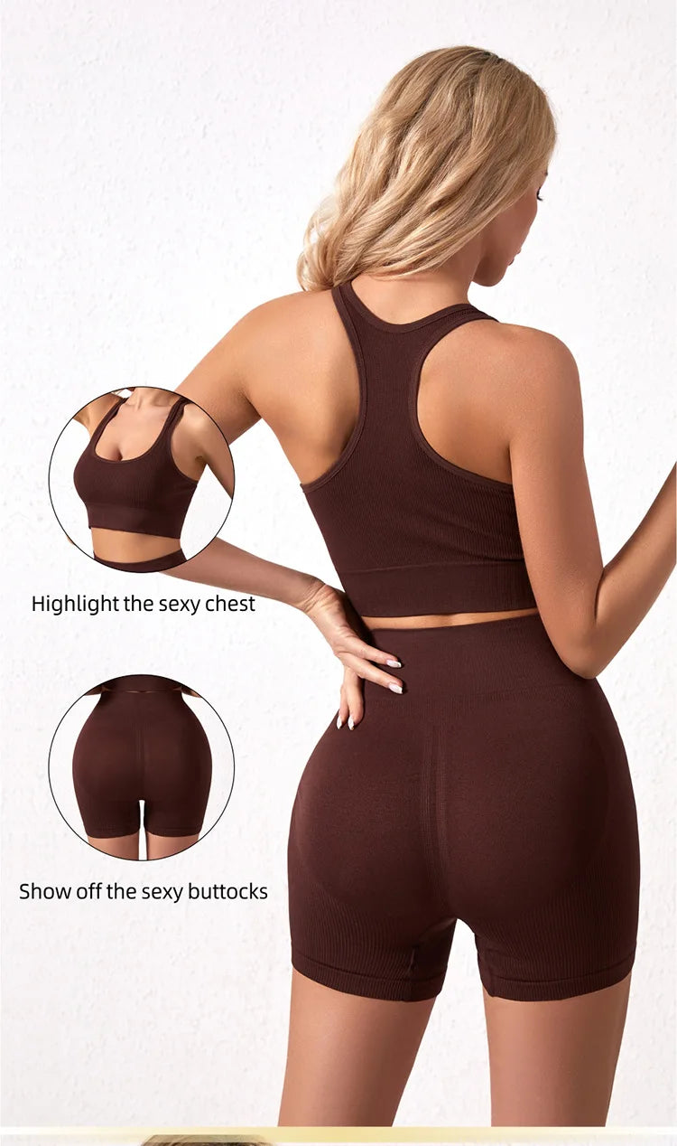 1Set Womens Underwear Set Wireless Lingerie Panties Bra Female Sexy Seamless Tank Crop Top Lady Sports Fitness Yoga Clothing Set