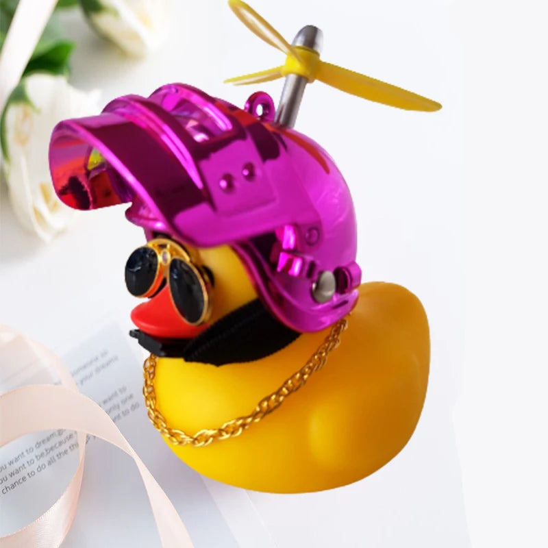 Broken Wind Rubber Duck Motor Accessories Yellow Duck with Helmet Auto Car Accessories Duck In The Car Car Interior Decoration