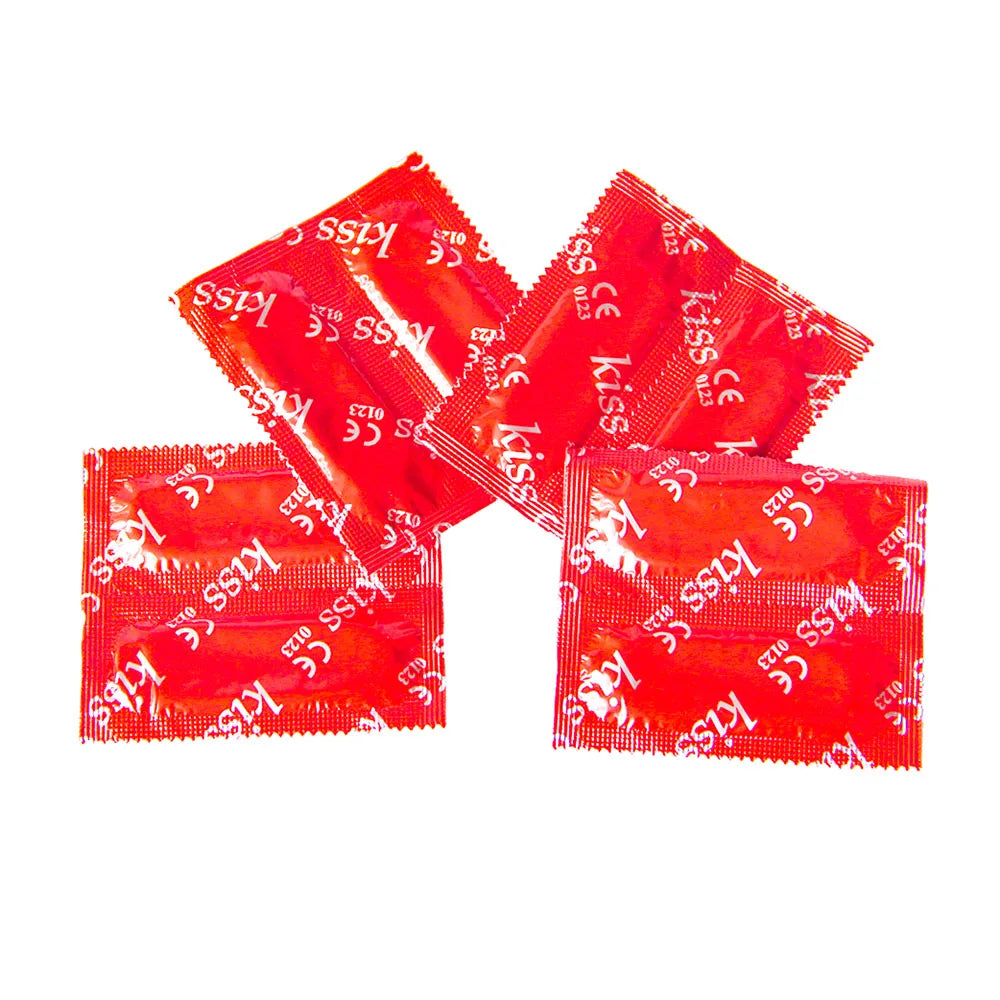 20Pcs Kiss Red Condoms Ultra Thin Safe Adult Contraceptive Sleeve Ring Cover Penis Delay Impotence Erection Sex toys Men