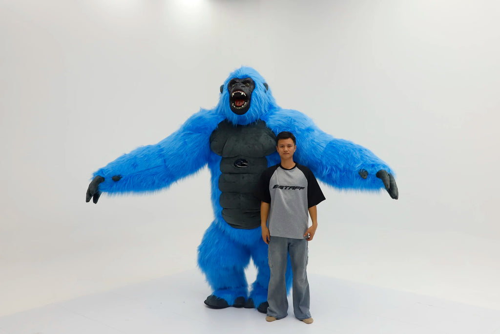 SAYGO Inflatable Multi Color King Kong Adult Cosplay Halloween Costume Plush Animal Mascot Carnival Dress Set Fur Gorilla Set