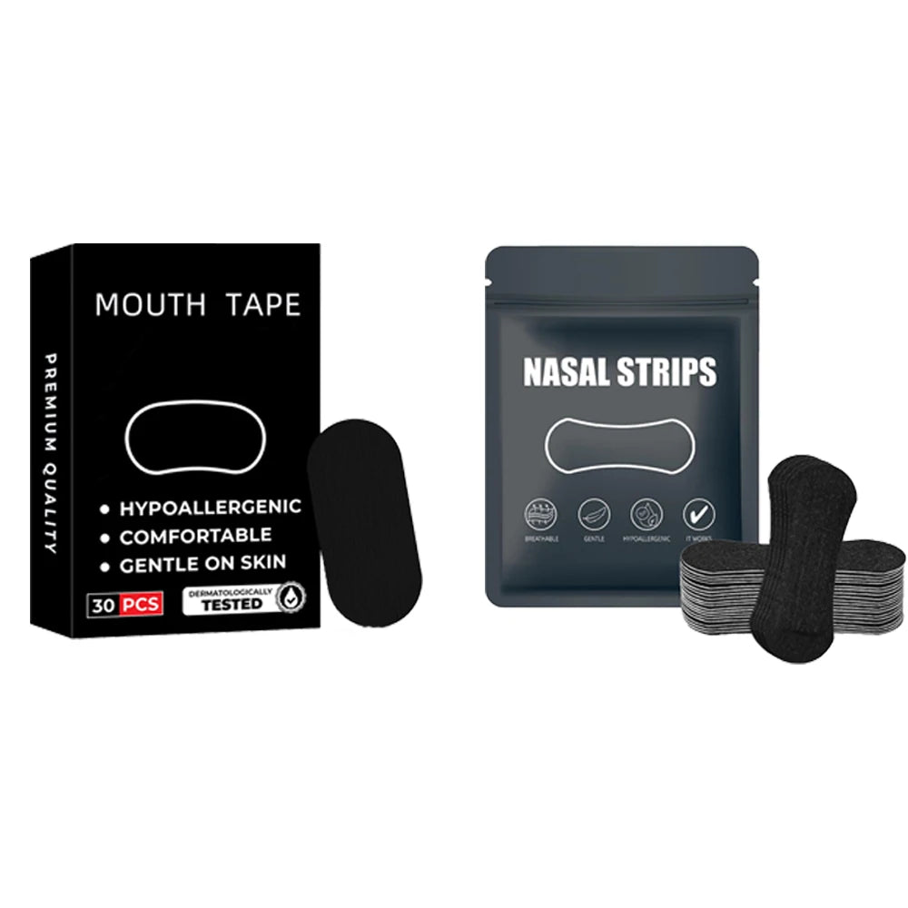 2 in 1 Anti-Snoring Nose Strips And Mouth Tape for Improved Nasal Expansion And Sleeping Snoring Relief