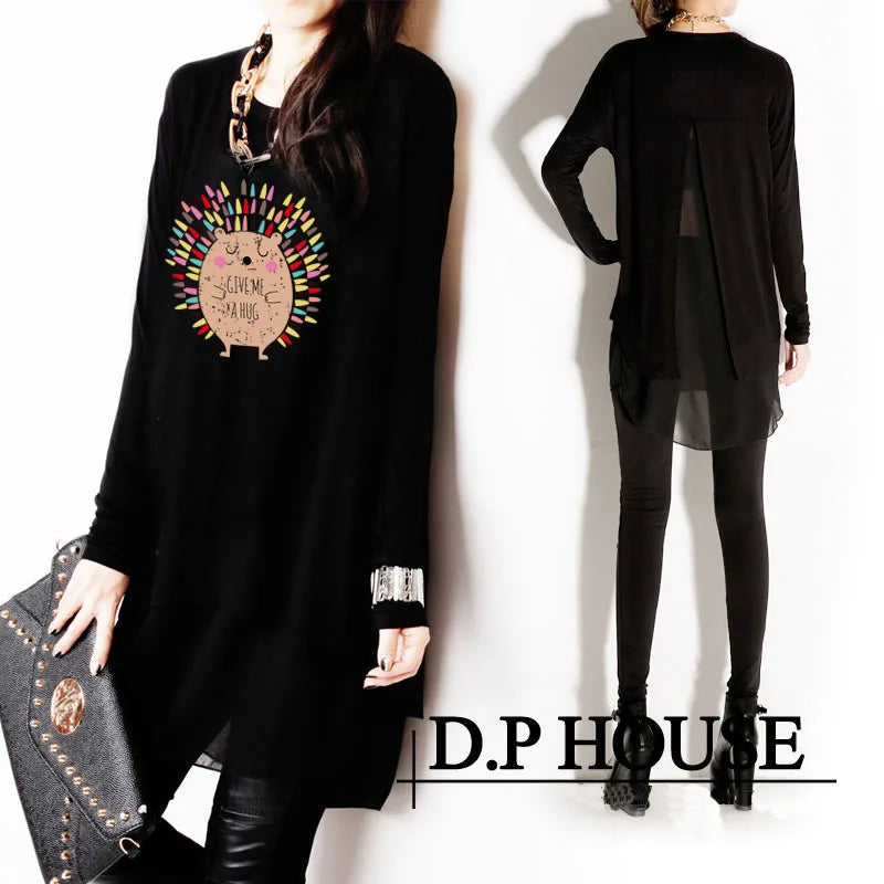 New Spring Autumn and Summer Long Sleeve Fashion Chiffon Plus Size XXXL Loose Irregular Women's Clothings  Female Blouses