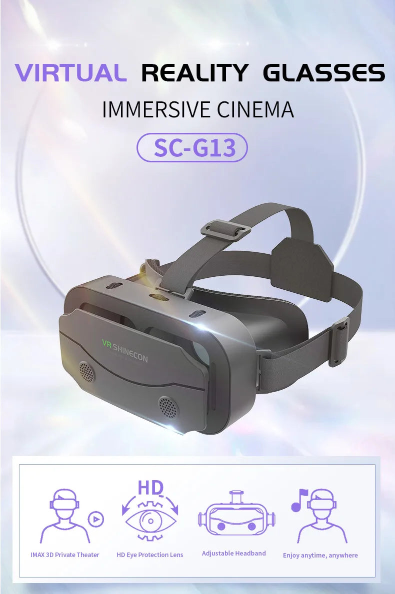 VR Glasses 3D Virtual Reality Smart Phone Mobile Smartphones 7 Inch Headset Helmet Game Wirth Real Viar Goggles Lenses Devices