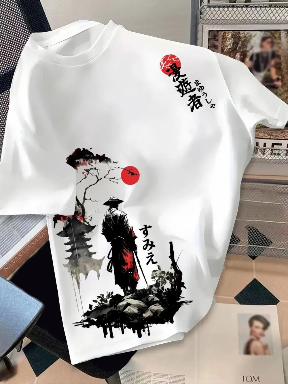 European and American men's summer wandering swordsman print comfortable and breathable round neck T-shirt outdoor street top