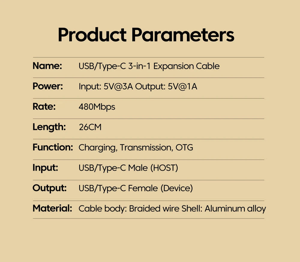 Adaptador Hub USB-C a 3 Puertos USB 2.0 OTG