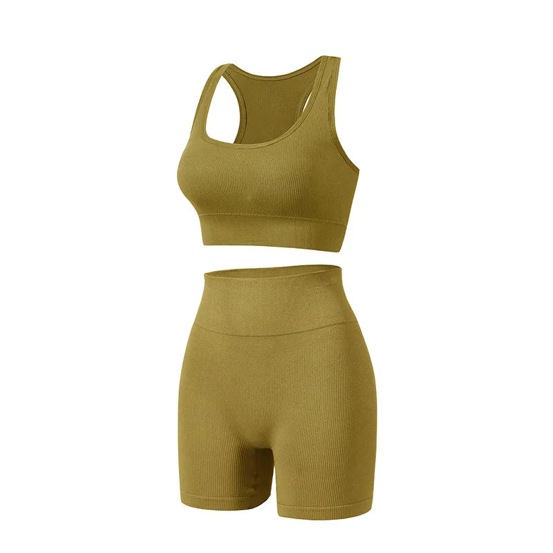 1Set Womens Underwear Set Wireless Lingerie Panties Bra Female Sexy Seamless Tank Crop Top Lady Sports Fitness Yoga Clothing Set