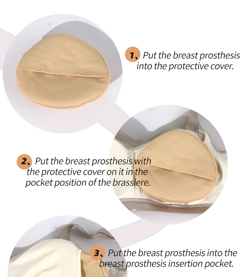 LERVANLA Mastectomy Silicone Boobs Form Underwear 2-In-1 Post-Surgery Bra With Fake Breast For Chest Prosthesis Enhancement