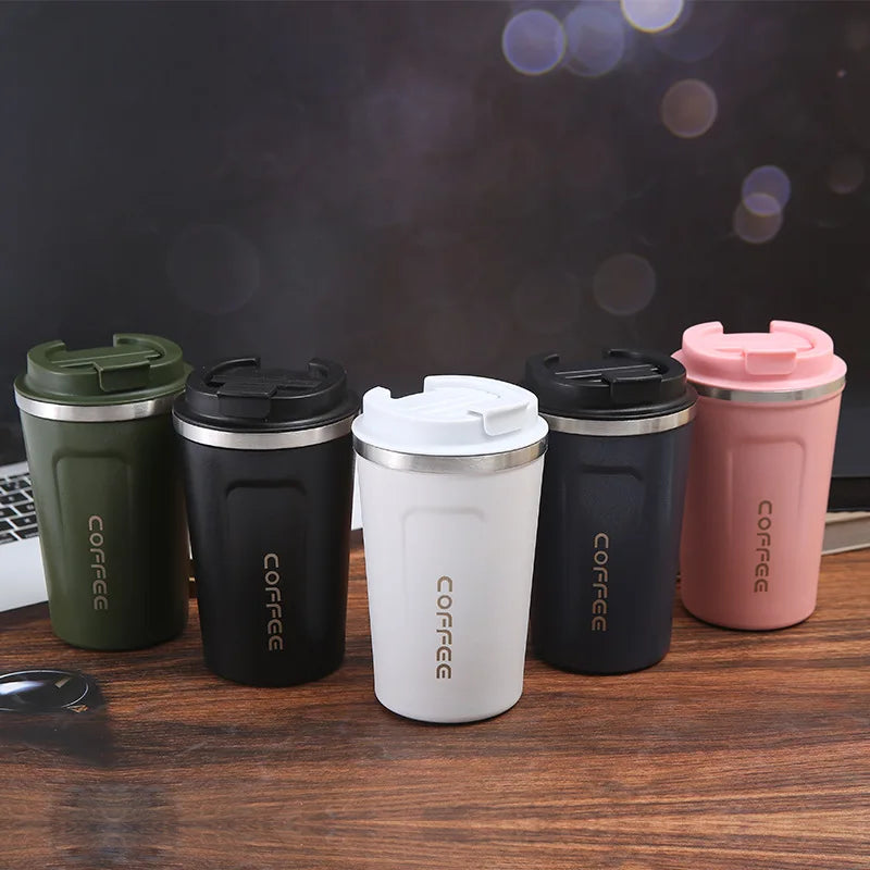 Thermo Cafe Coffee Mug Car Thermos Mug 380/510ML Leak_Proof Travel Thermo Cup for Tea Water Coffee Double Stainless Steel
