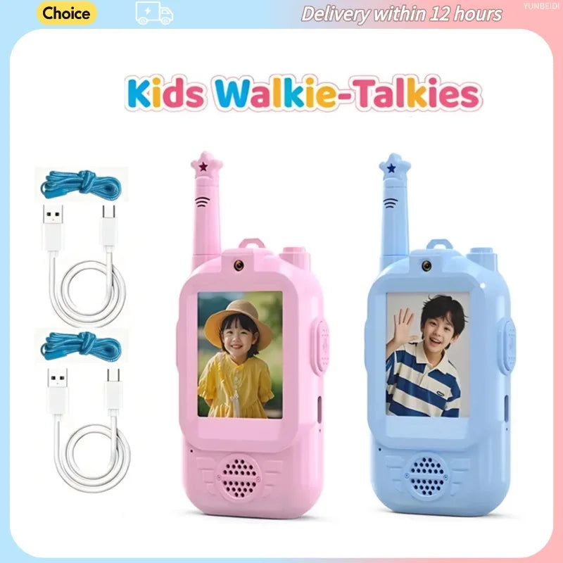 2PC Kids HD-Video Walkie Talkies 3 Styles Intercom USB Charging Indoor Outdoor Boys Girls Age 3+ for Child's Toys Birthday Gifts