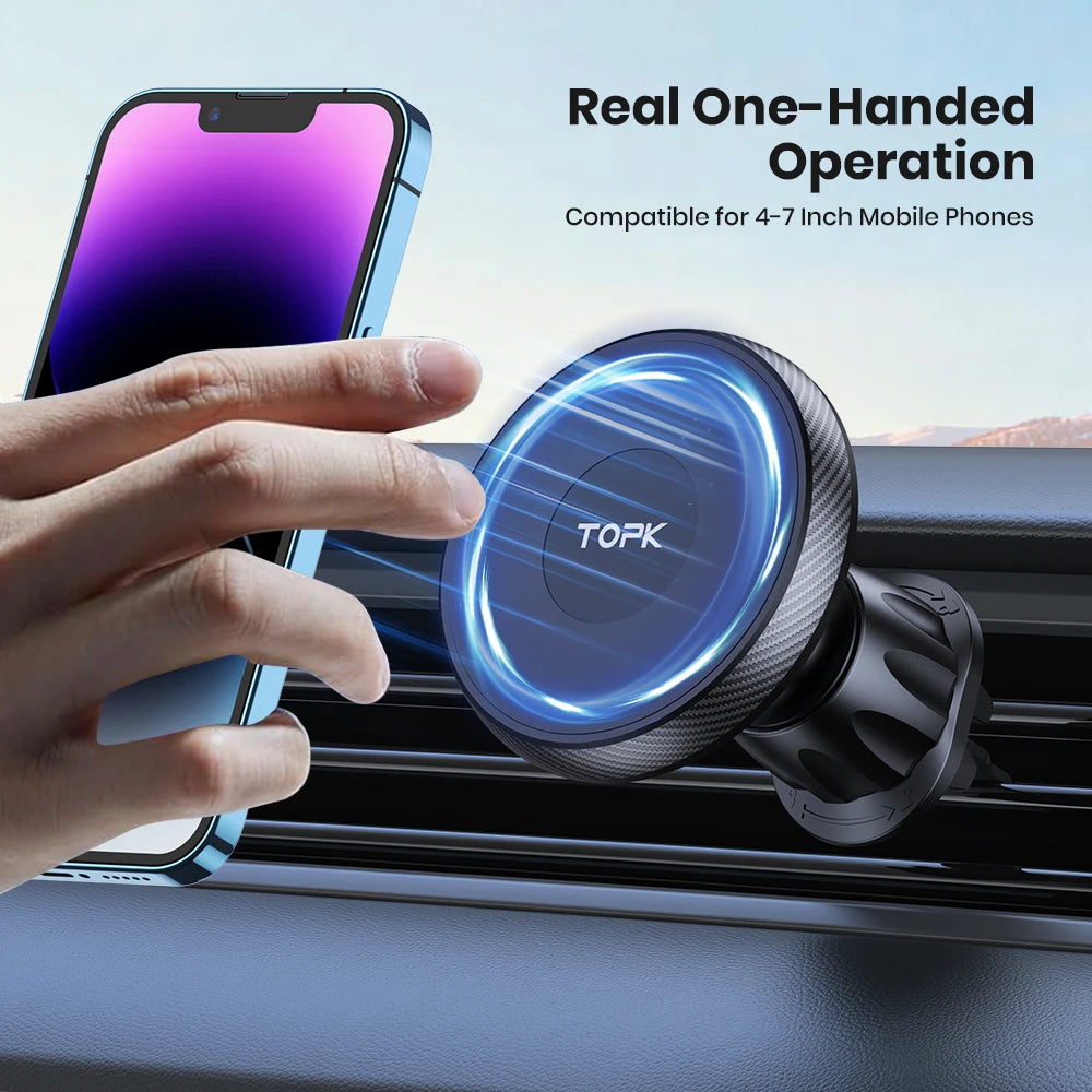 TOPK Magnetic Phone Holder Car Magnetic Car Phone Holder Mag-Safe Car Mount Powerful Air Vent ABS Stand For Smartphones