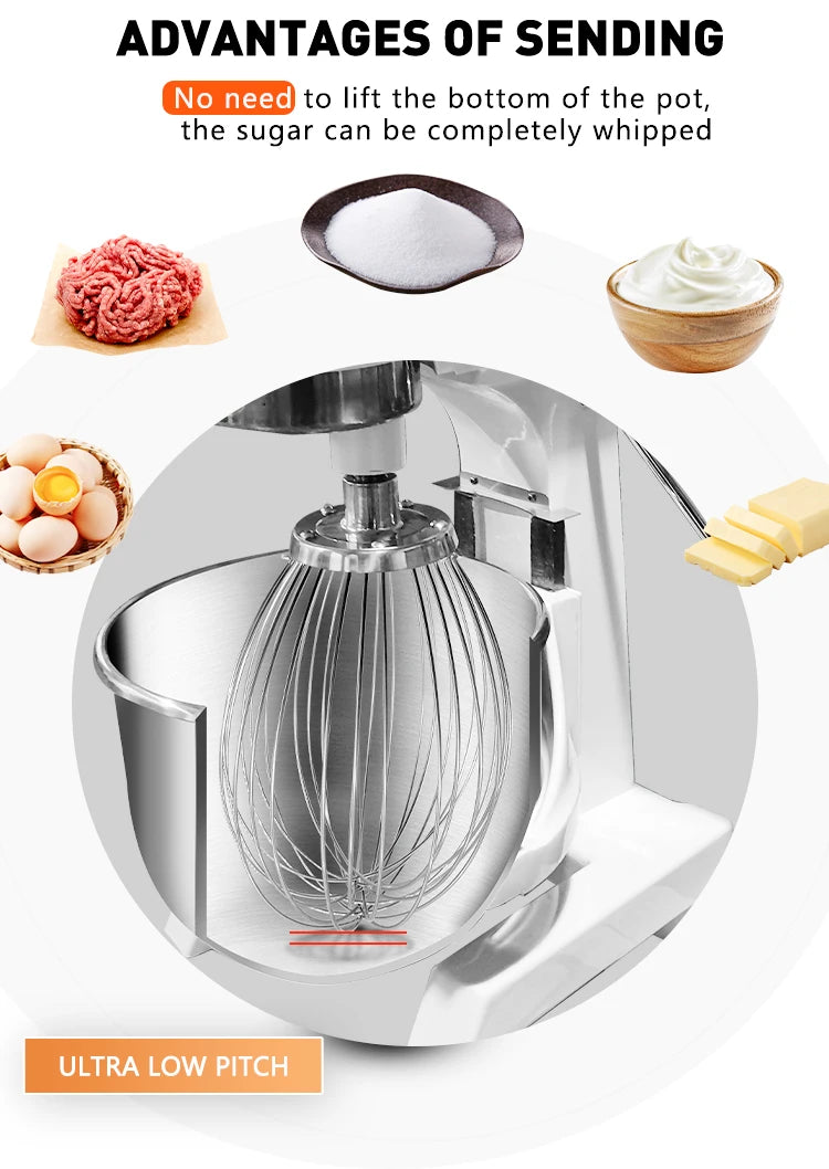 Airo Duty 10 Litre 10kg Stand Food Cake Stirring Electric Planetary 3-Speed Low Noise Kitchen Bread Flour Dough Mixer for Pizza