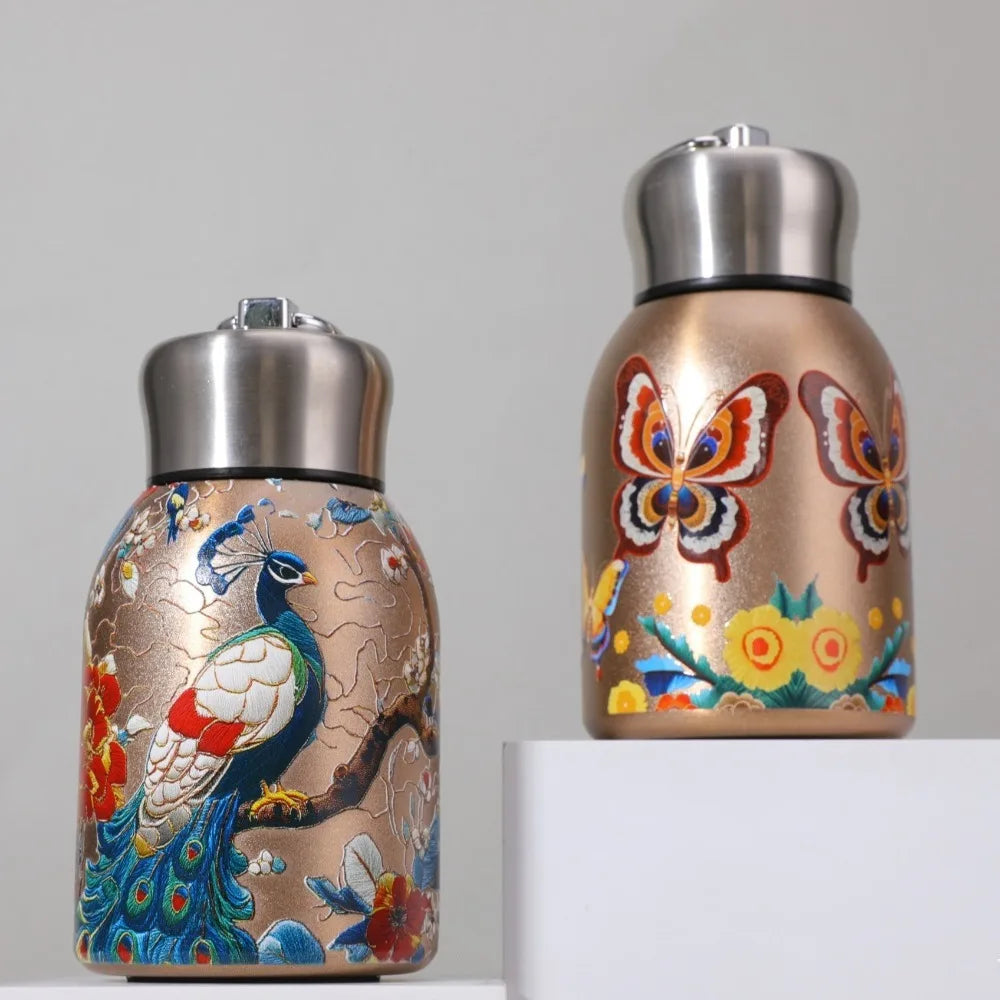 Cute 300ml Mini Insulated Cup Double Wall 304 Stainless Steel Water Bottle Leak-Proof Coffee Mug Vacuum Handy Cup Pocket Cup