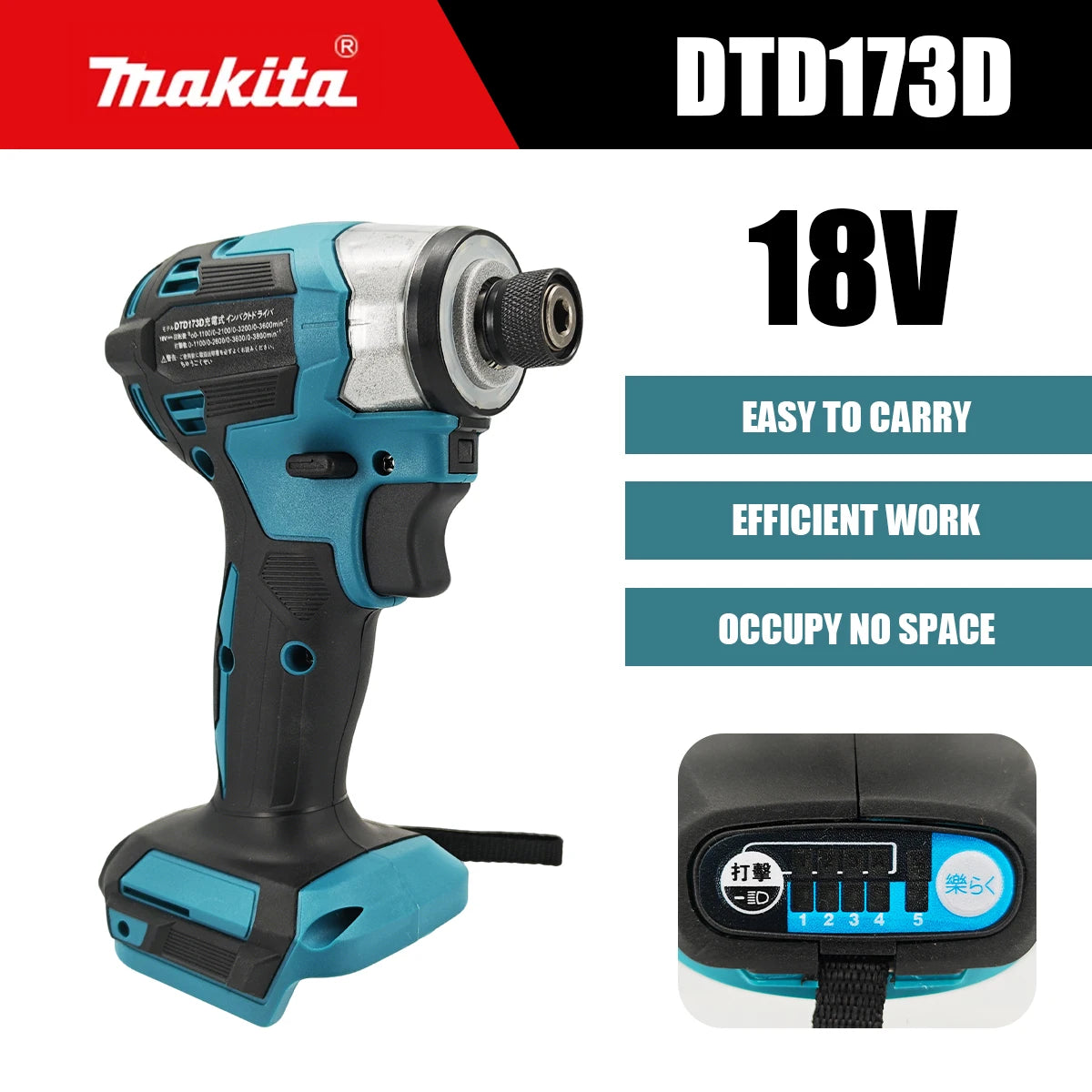 Atornillador Impacto Makita DTD173 | 1800RPM 180Nm - Para Madera, Pernos y Metal