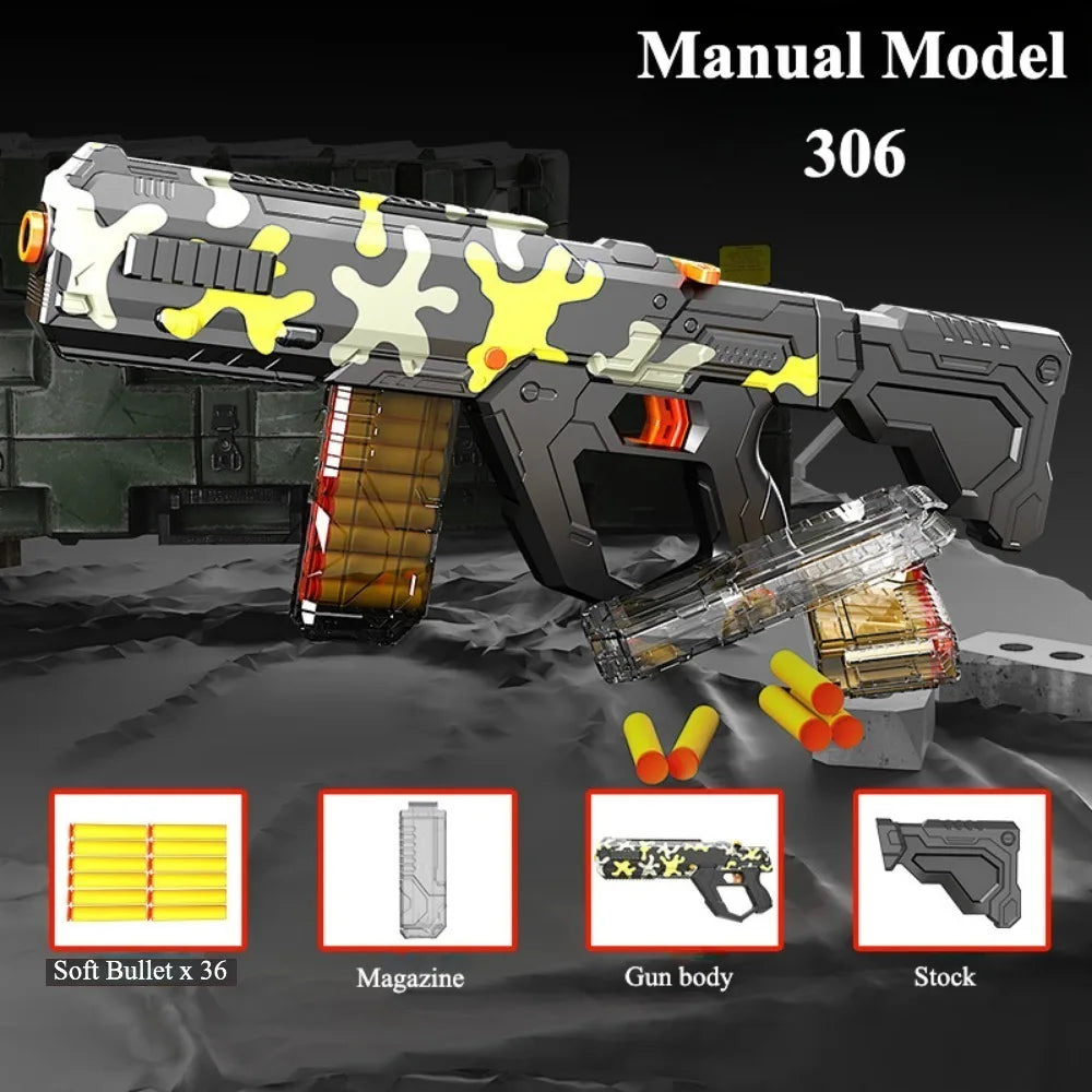 Soft Bullet Gun Toy Gun Auto-Manual Sport Game Outdoor Shooting Games Education Toy for Kids Boys Adult
