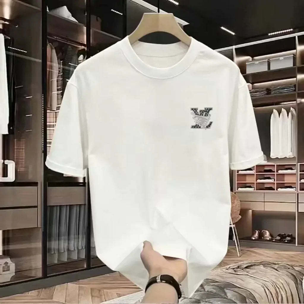 Men's Luxurious Brand Letter Print T-Shirt Short-Sleeved T-Shirt High-Quality Men's Clothing Streetwear