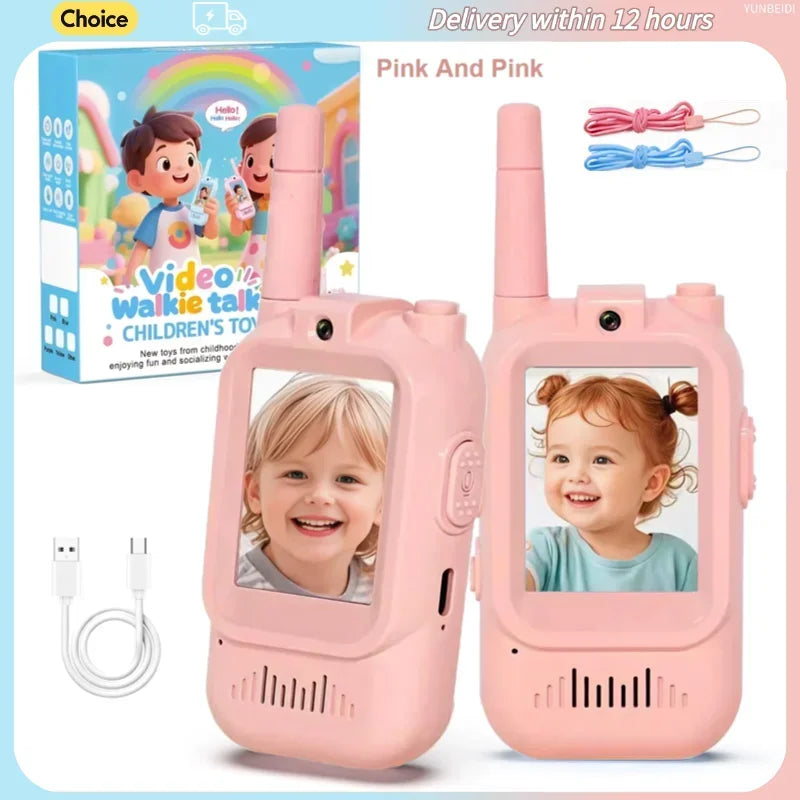 2PC Kids HD-Video Walkie Talkies 3 Styles Intercom USB Charging Indoor Outdoor Boys Girls Age 3+ for Child's Toys Birthday Gifts