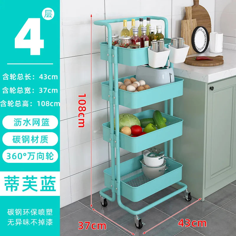 Slim Roll Basket Office Bathroom Use Food Storage Tier 3 Layer Rotating Utility Trolley Islands Mobile Kitchen Cart with Wheels