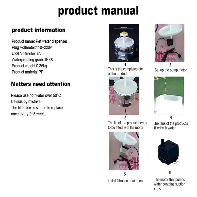 Fuente de Agua para Mascotas - Dispensador Automático con Filtro USB 1200ml