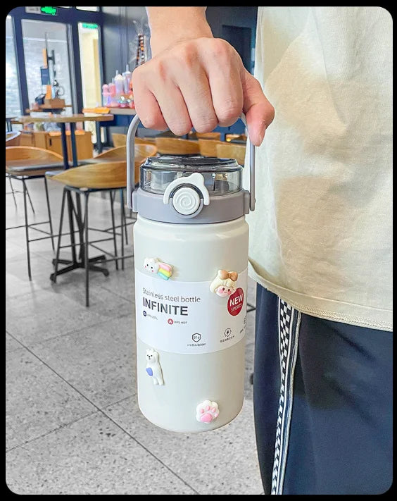 2L 316 Stainless Steel Insulated Water Jug, Portable Vacuum Thermos with Straw & Handle, Outdoor Travel Sports Bottle