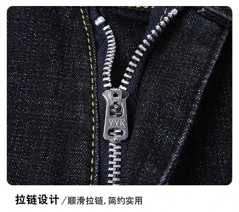 2026 Stretch Stretch Fashion Classic Blue Black Work  New Business Men's Jeans Casual StraightDenim Trousers Male Brand Clothing