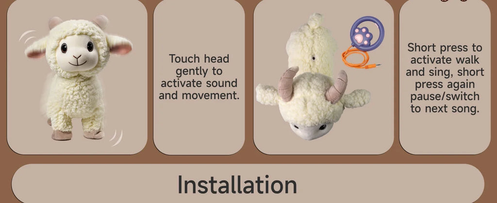 Interactive Singing Walking Lamb Plush Toy - Soft Stuffed Animal with Leash! Electronic Pet for Babies & Toddlers, birthday Gift