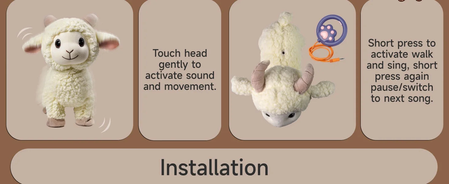 Interactive Singing Walking Lamb Plush Toy - Soft Stuffed Animal with Leash! Electronic Pet for Babies & Toddlers, birthday Gift