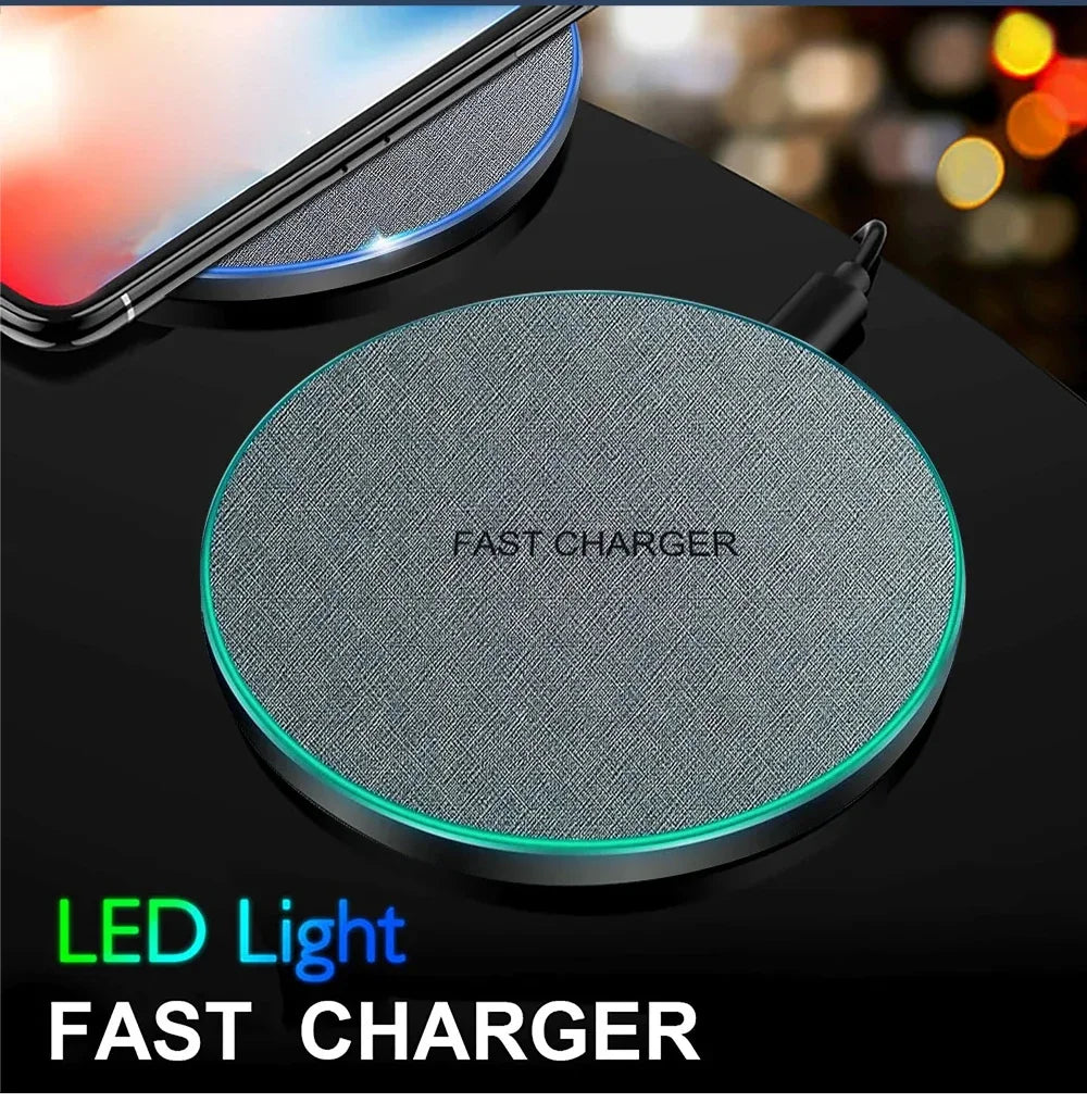 Ultra-Thin Fast Wireless Charger Pad for Samsung Galaxy S25  iPhone 17 16 15 14 13 Pro Max Wireless Induction Charging Station