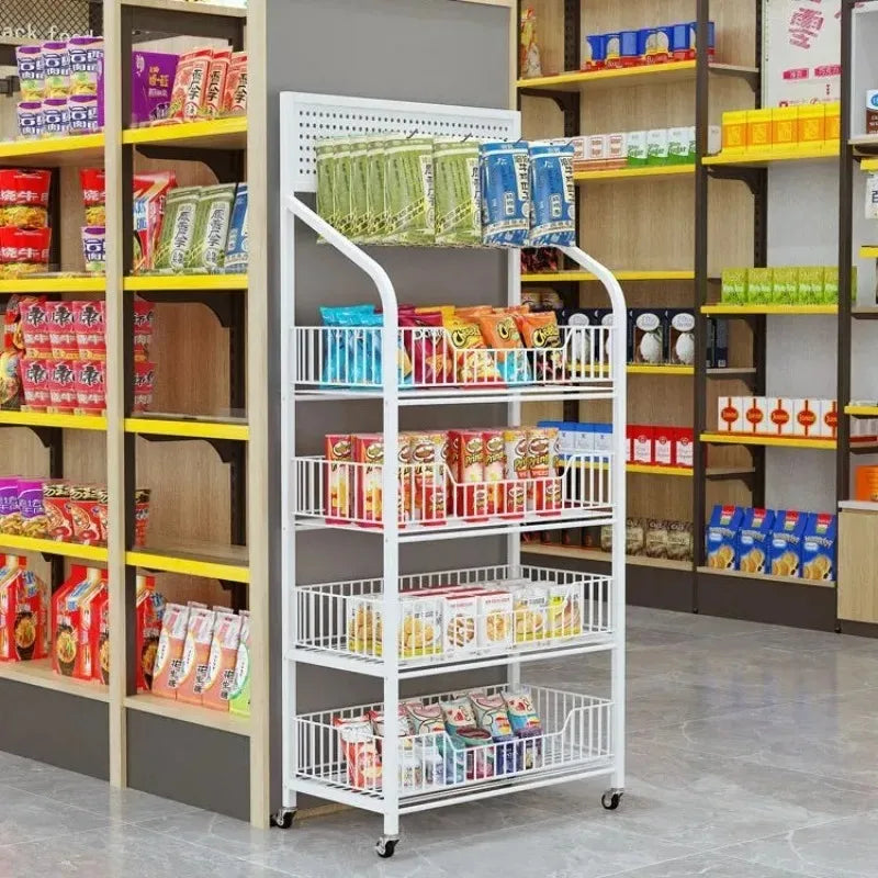 Multi-layer Removable Supermarket Snack Shelves Cart Convenience Store Checkout Page Home Storage Shelves Kitchen Island