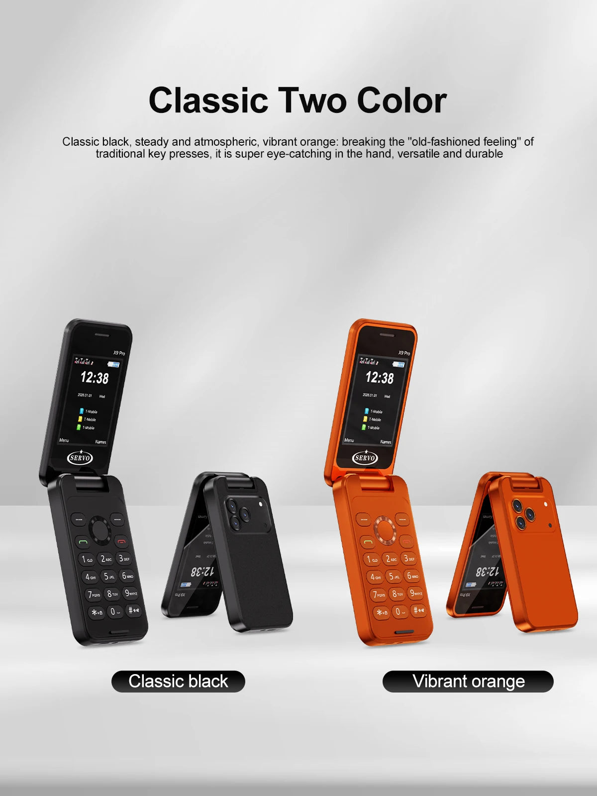 SERVO X9 PRO Mini Foldable Mobile Phone Triple SIM Magic Voice Speed Dial FM Radio 3.5mm Headphone Jack 2.4" Feature Cellphone