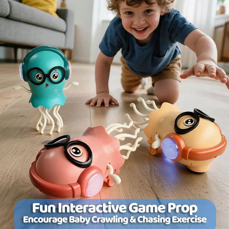 Electric Dancing Jellyfish Toy Obstacle Avoidance Robot Toy with Music 3D Flashing Light Interactive Sensory Play Toy Kids Gifts