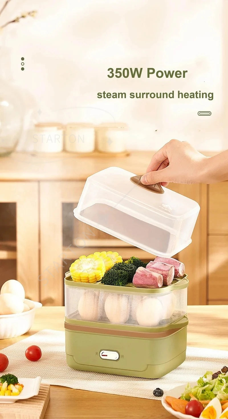 Fast Breakfast Machine Automatic Power Off Multifunction Pot 220V 350W Egg Boiler Dormitory Double Layer Electric Steamer Home