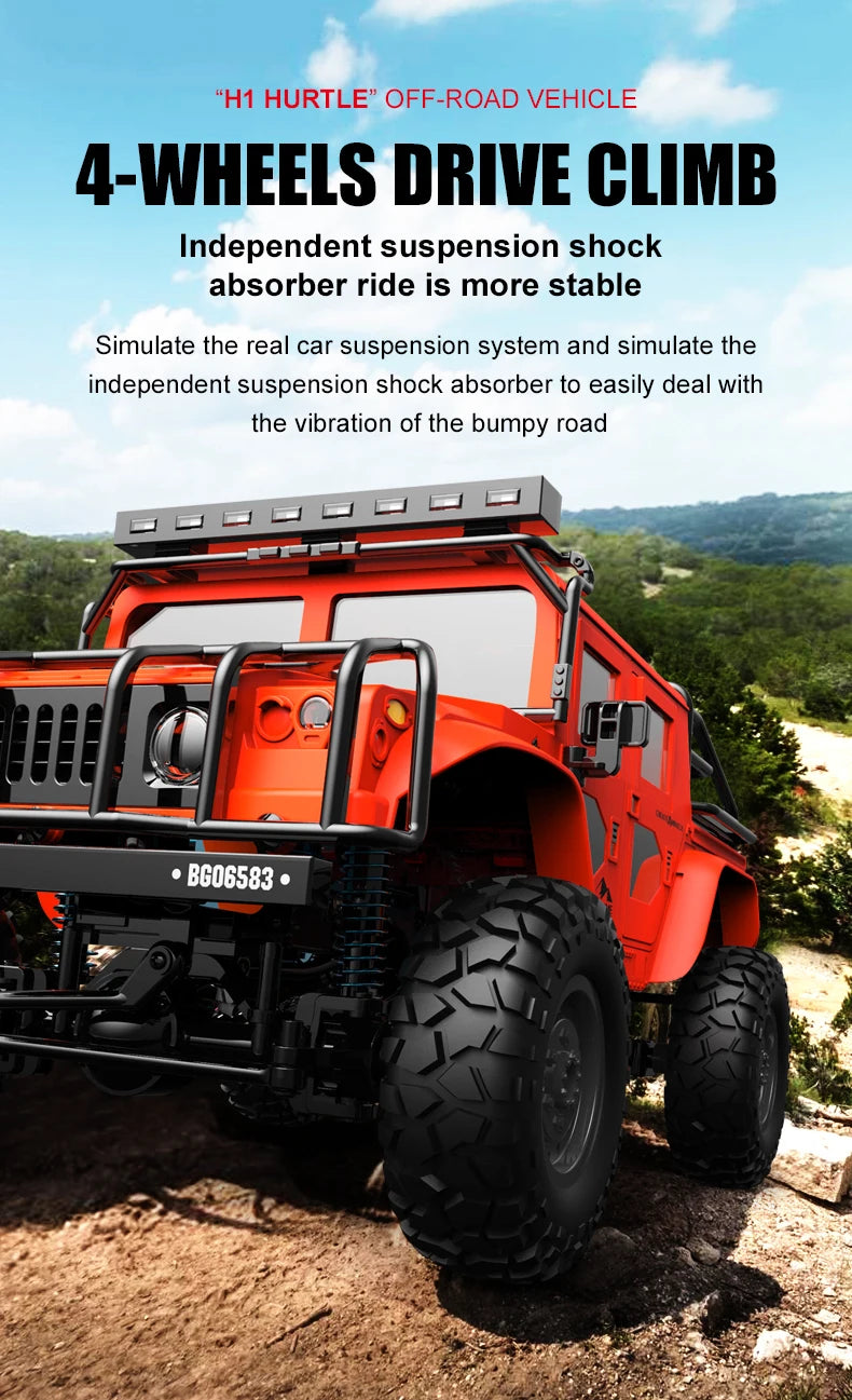 JJRC Q121 RC CAR 4WD Mountaineering Off-Road High Speed Vehicle 1:12 Size RC Car Simulation Hummer Truck Model Children's Toys