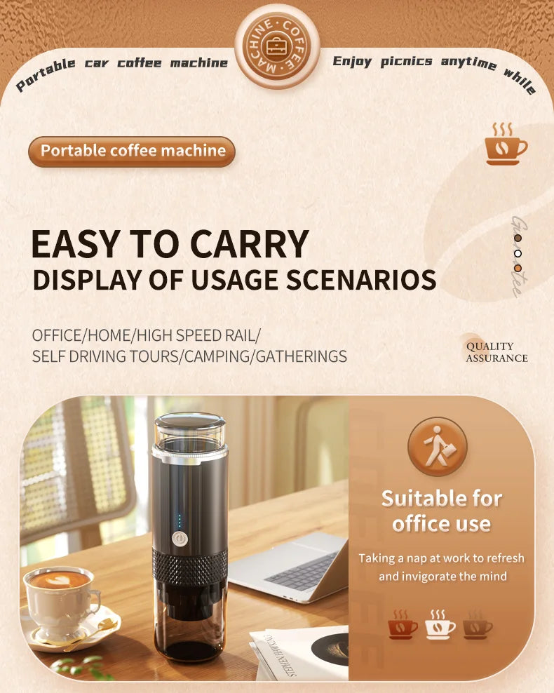 Electric Portable Coffee Maker Capsule Grind-and-Brew Compatible with Ground Coffee K-Cup Pods Single Cup Coffee Maker