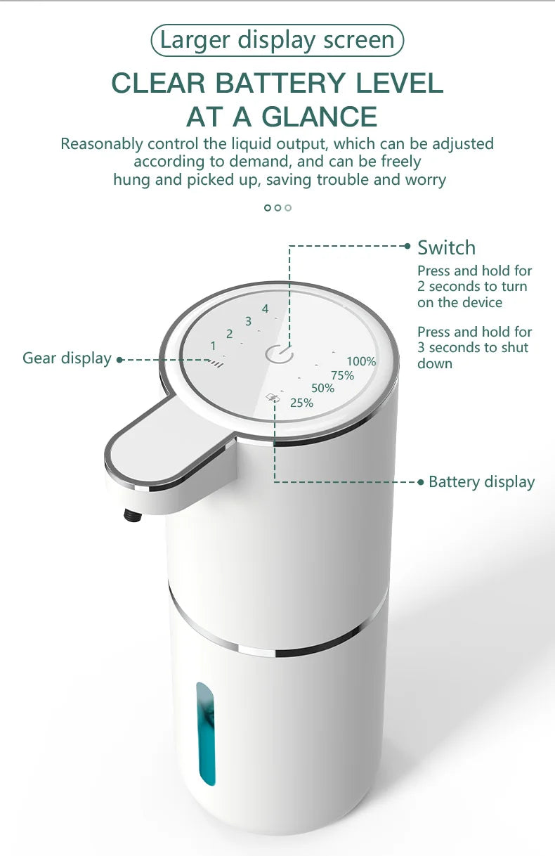 Automatic Soap Dispenser Touchless Foaming Soap Dispenser 380ml USB Rechargeable Electric 4 Level Adjustable Foam Soap Dispenser