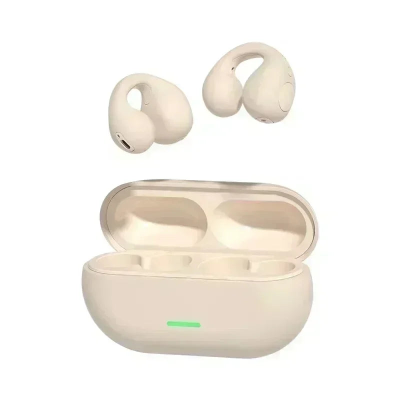 Wireless Ear Clip On Earphone Bluetooth-Compatible 5.3 Noise Canceling HiFi Stereo Headset Clip On Headphone for Running Fitness