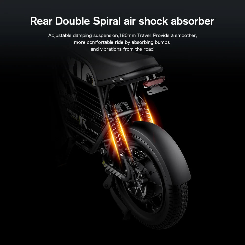 Coswheel Y16 Electric Bike for Adults 1000W Moped Style Ebike 48V 15Ah Removable Battery 28MPH Electric Motorcycle FatTire ebike
