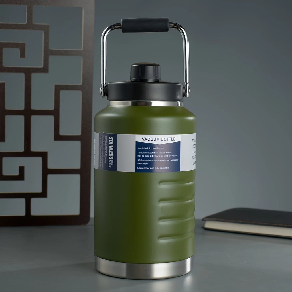 Large Capacity 2L Stainless Steel 304 Insulated Water Bottle Portable Sport Water Jug Handheld Thermos TonTon Water Bucket