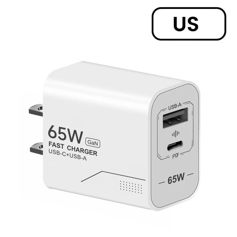 Cargador GaN 65W USB-C de 2 Puertos - Carga Rápida