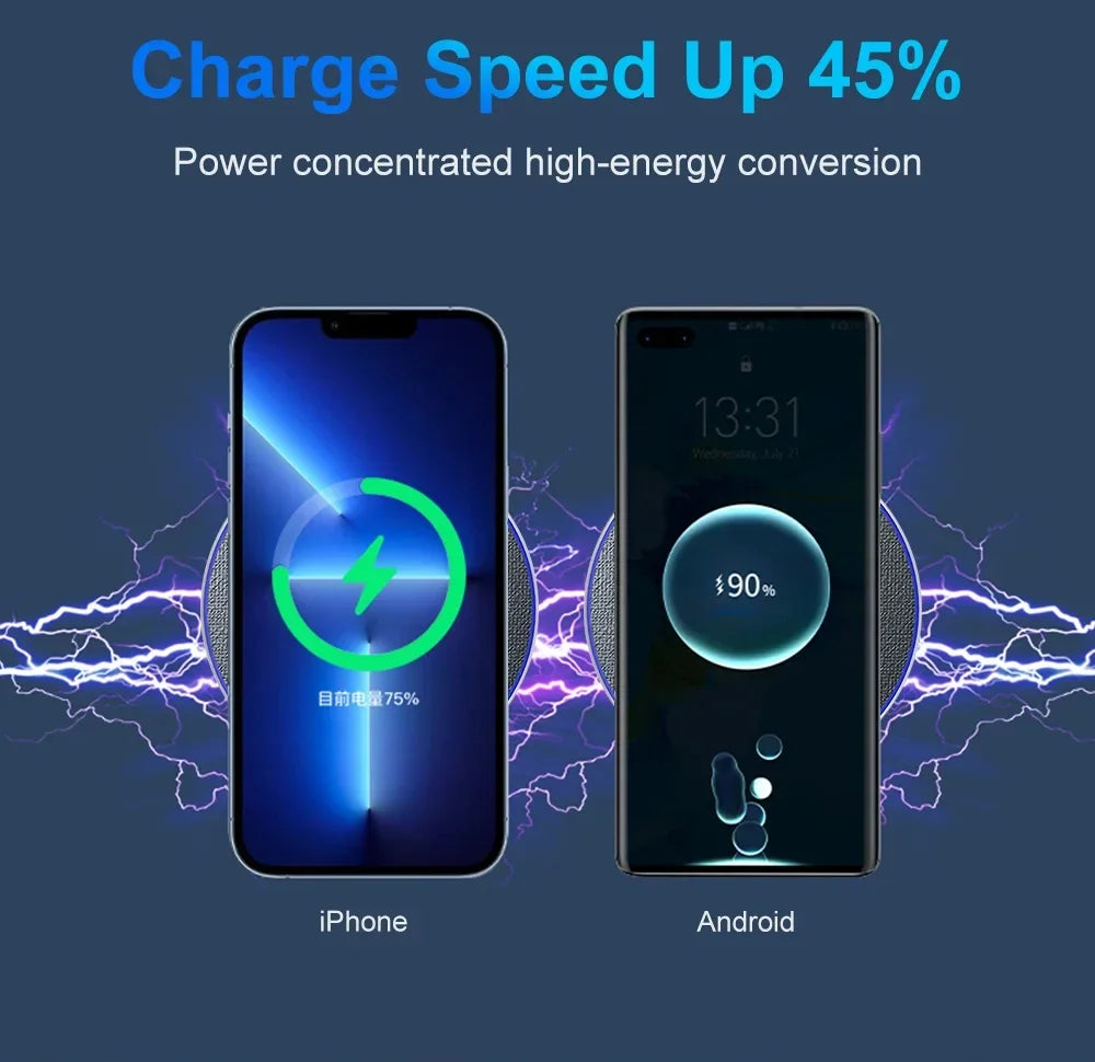 Ultra-Thin Fast Wireless Charger Pad for Samsung Galaxy S25  iPhone 17 16 15 14 13 Pro Max Wireless Induction Charging Station