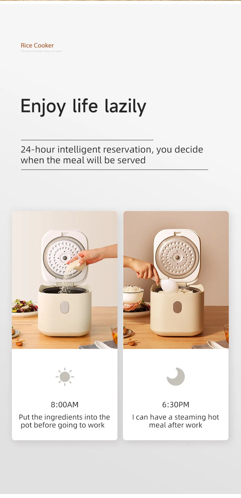 2.5L Mini Electric Rice Cooker UK Plug Non-Stick Golden Inner Pot Multifunctional Porridge Cake Soup Cooking Pot With Complete A
