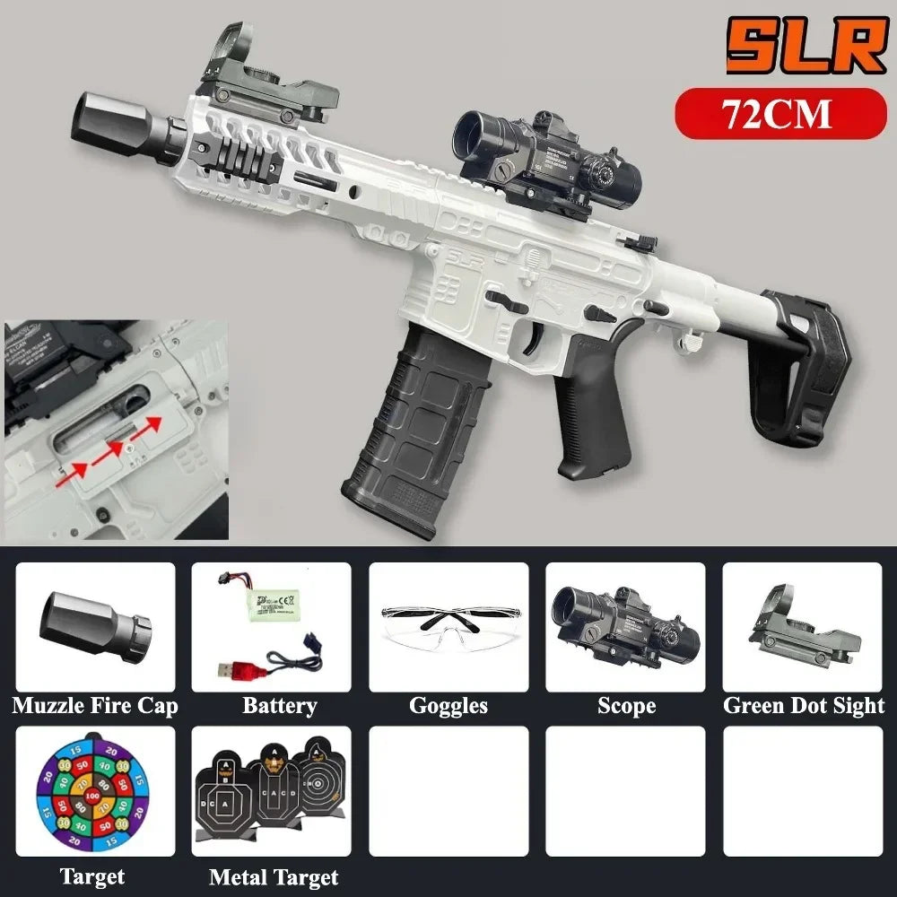 Nylon SLR Electric Gel Ball Blasting Toy Gun Full Automatic Shoot Water Ball Launcher for Outdoor Team Interaction