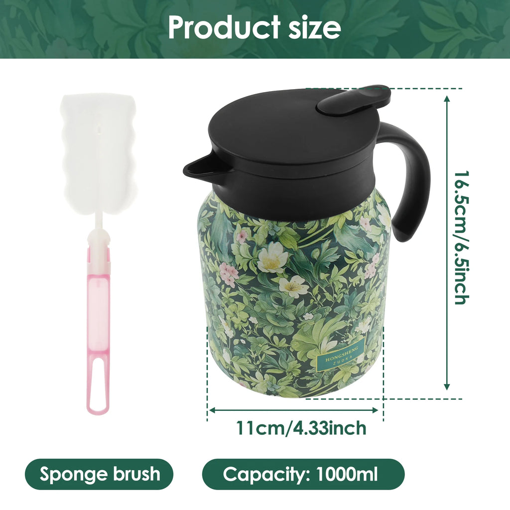 Thermal Teapot 1000ML Large Capacity Insulated Water Pitcher with Detachable Tea Strainer 316 Stainless Steel Coffee Jugs