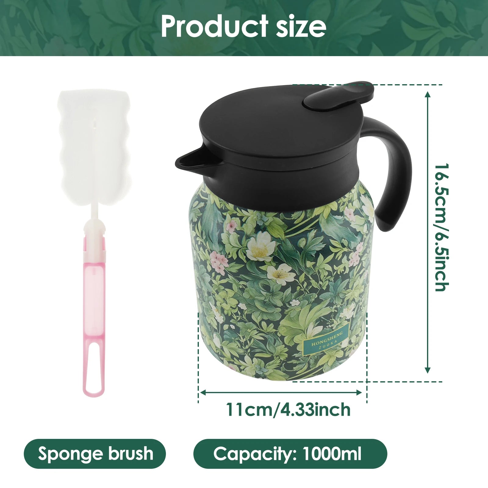 Thermal Teapot 1000ML Large Capacity Insulated Water Pitcher with Detachable Tea Strainer 316 Stainless Steel Coffee Jugs