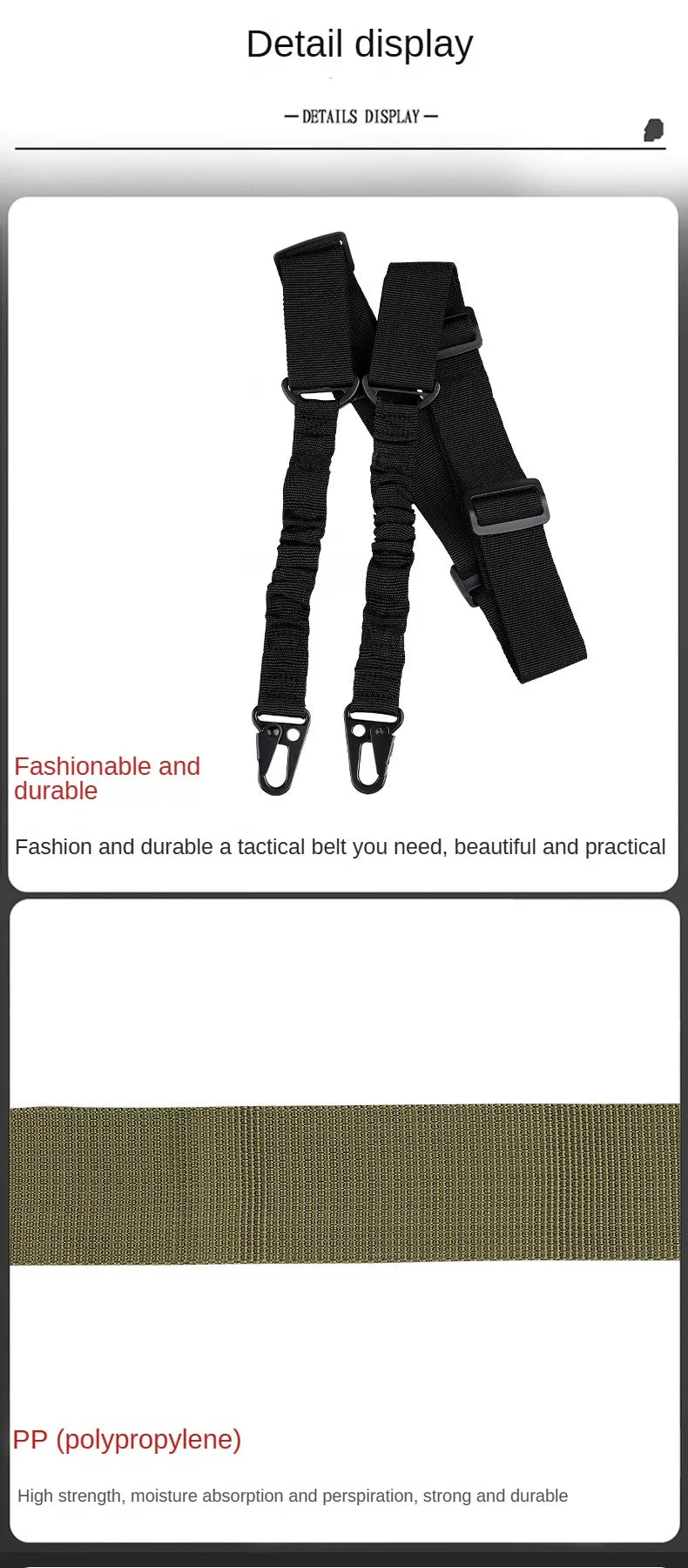 Tactical Two Points Sling Shoulder Strap Army Durable Nylon Rifle Belt Heavy Duty Sling for Outdoor Hunting Sports Accessories
