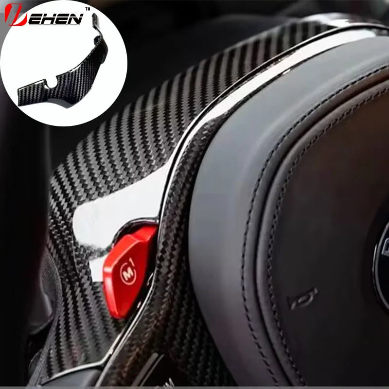 FitFor BMW M2 M3 M4 G87 G80 G82 Carbon Fiber Car Steering Wheel Panel Decoration Cover Trim Frame