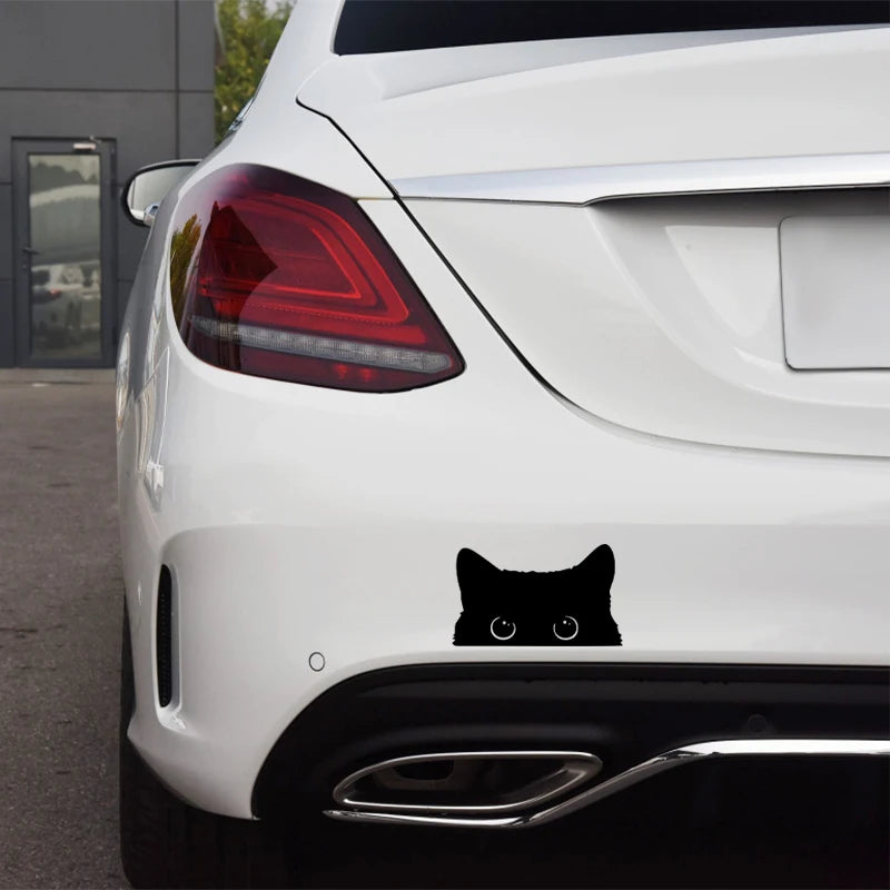 1 piece Hot  Car Sticker Accessories Poor Cat Is Stealing with Big Eyes Watch Vinyl Car Styling Cover Waterproof  PVC