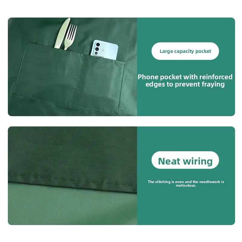 Apron with Straps for Cooking, PVC Waterproof and Oil-Resistant Waist Apron for Restaurant, Catering, and Coffee Shop Workwear