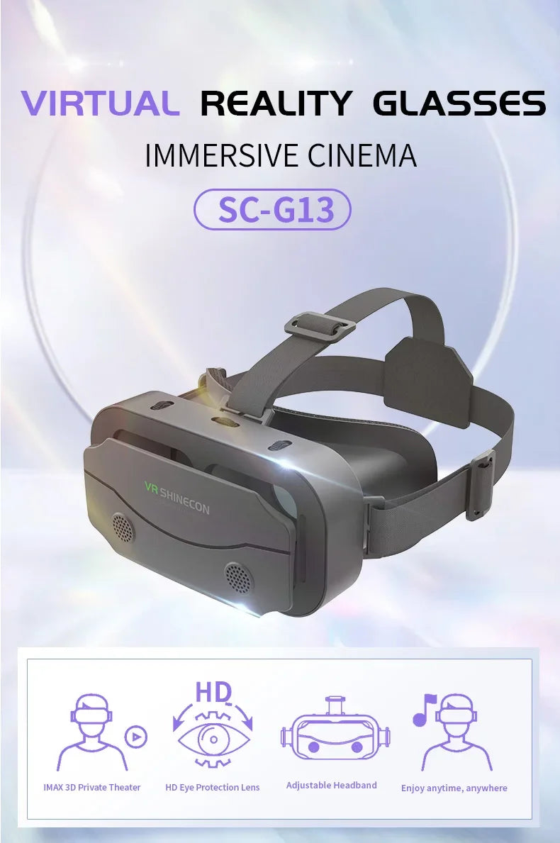 Shinecon Viar 3D VR Glasses Virtual Reality Device Helmet Lenses Headset Goggle Smart For Smartphone Cell Phone Mobile Realidade